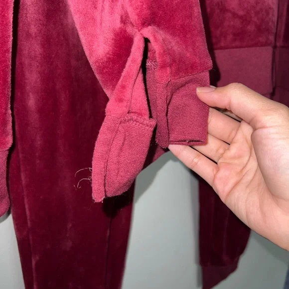 Kate Spade “Sparkle and Shine” Velour Burgundy Pajama Set